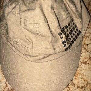 Tropical Trends Cotton Women's Khaki Military Style Hat-One Size Handmade